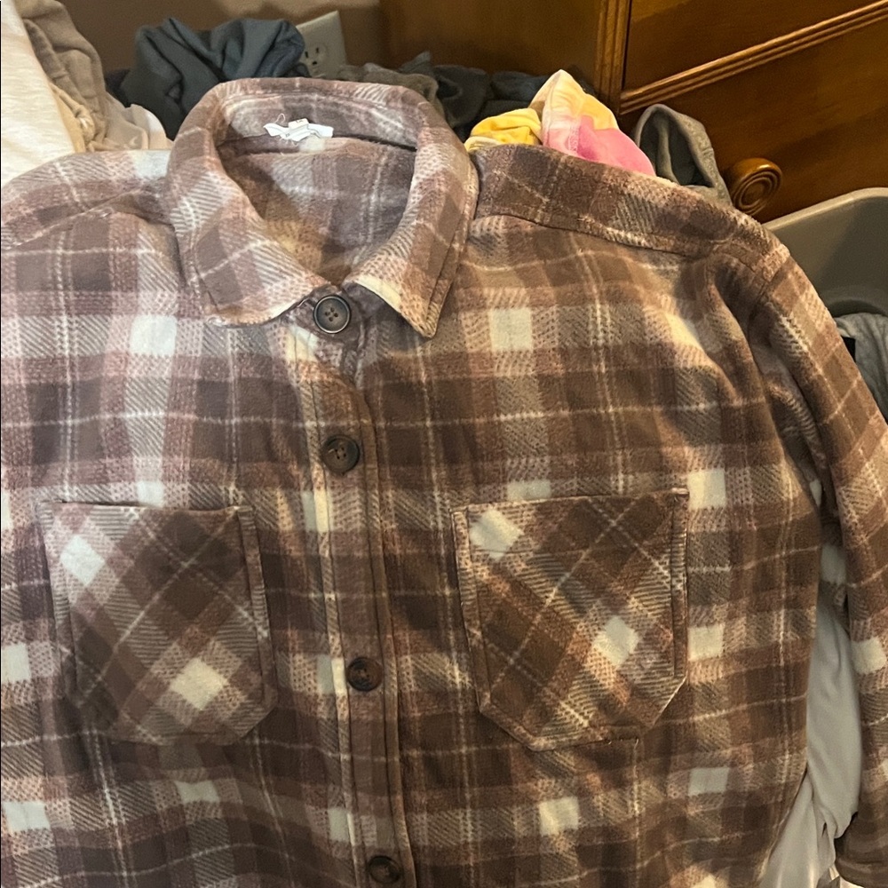 Maurices Brown Plaid Button Down Shirt